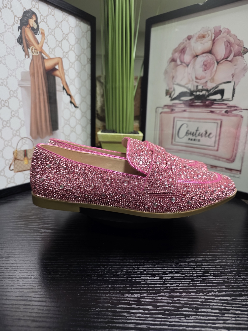 Sugar Pink Crystal Embellished Loafers - Picture 2 of 8